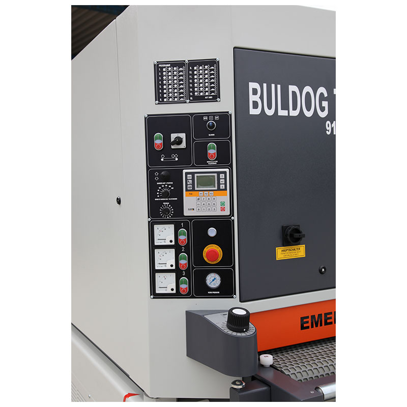 Machine controls on Houfek Buldog 7 wide belt sander