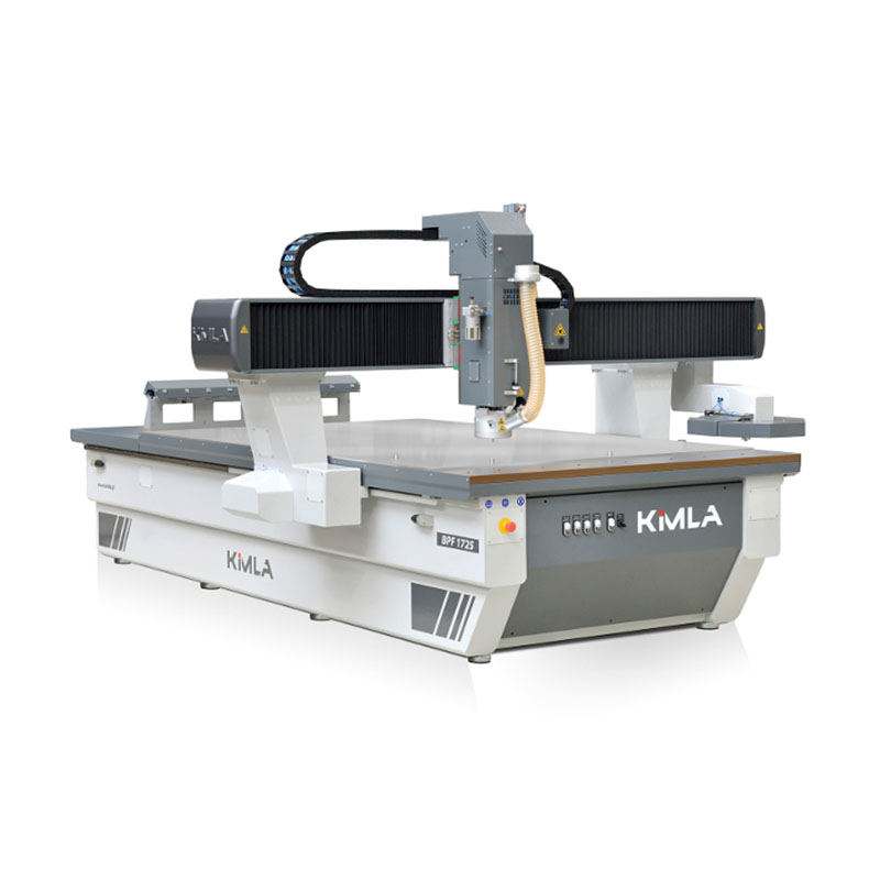 Kimla BPF Industrial CNC router with floating extraction shoe and two tool changers