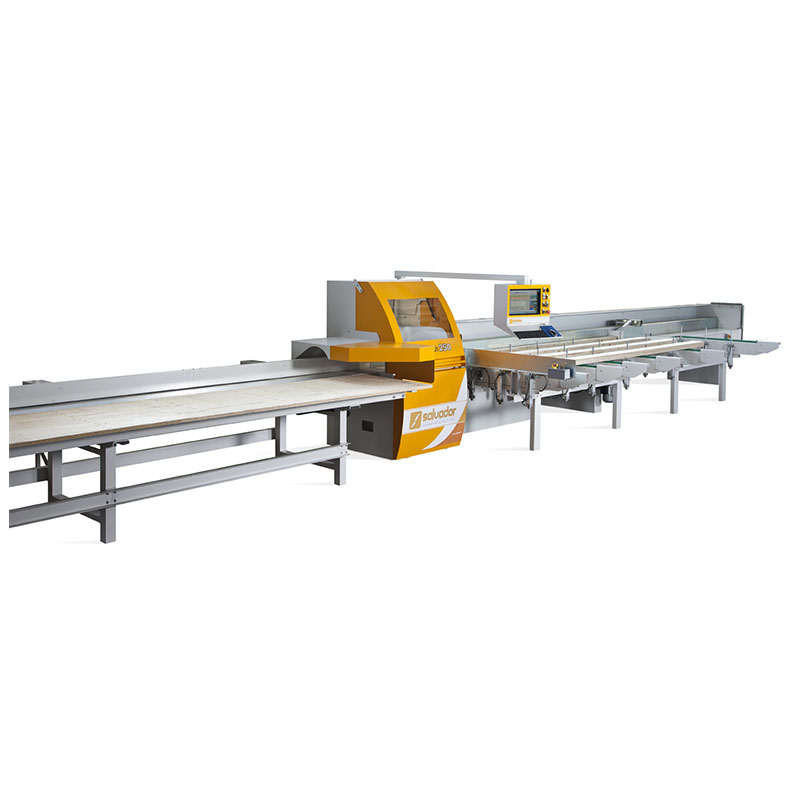 Outfeed view of Salvador SuperPush 250 automatic crosscut saw