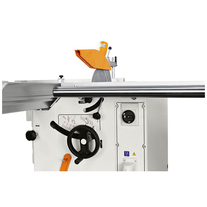 Rise and fall saw adjustment on SCM Minimax CU 300C combination saw spindle planer thicknesser