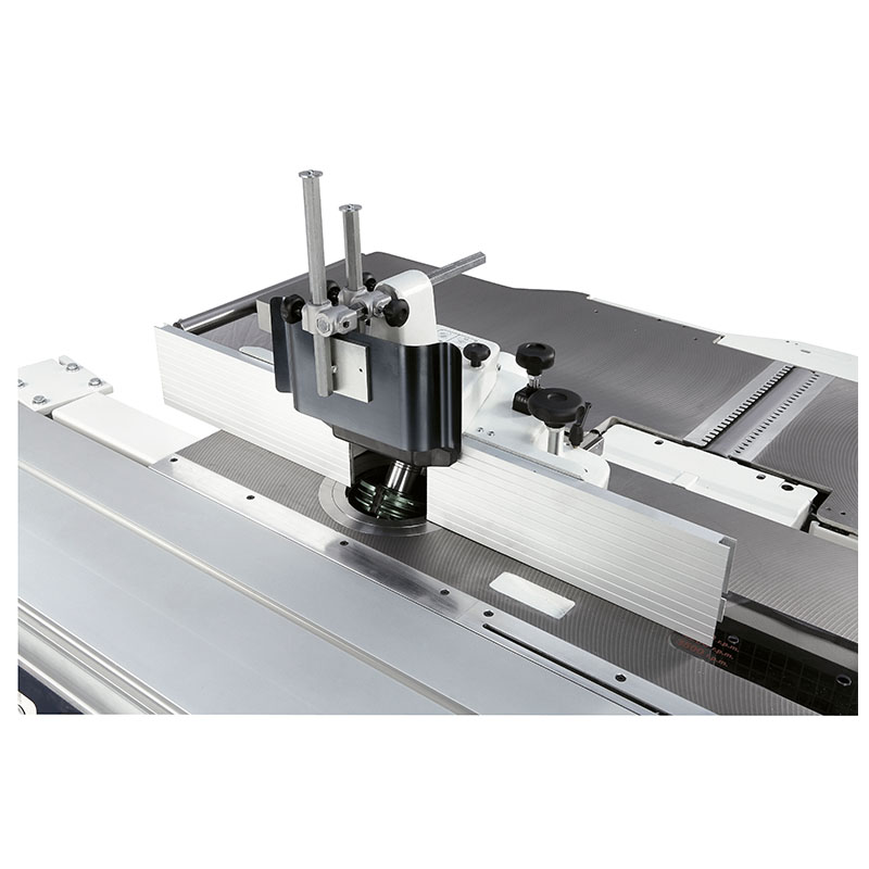 Optional fence with 3 controlled adjustments on SCM Minimax CU 410E combination saw spindle planer thicknesser