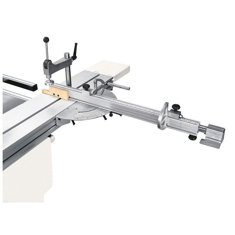 Optional telescopic angular cutting device with two flip over stops on SCM Minimax SC 4E panel saw