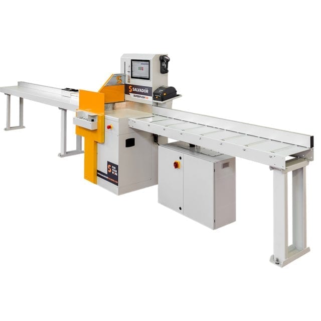 Salvador SuperPush 150 semi-automatic crosscut saw infeed view